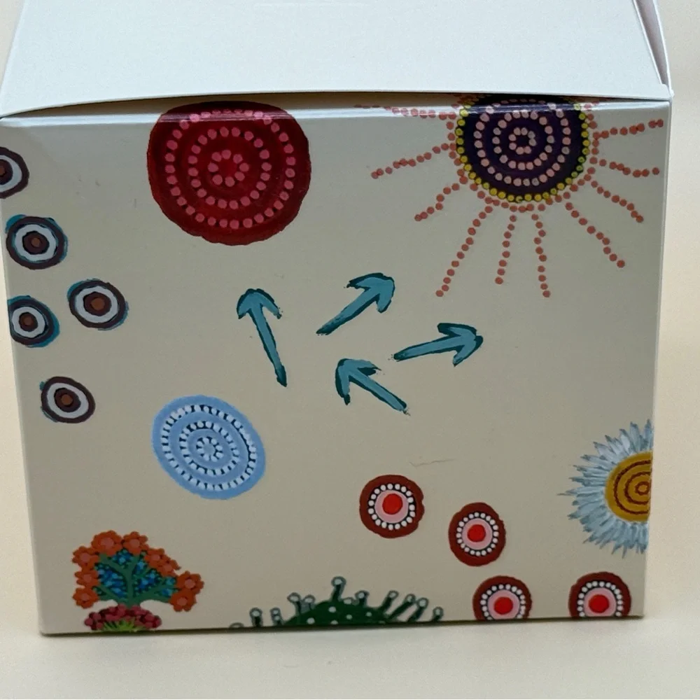 Tea Light candle holder Australian Aboriginal vibrant boho design NIB